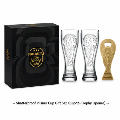 WC26 Match Day Gift Set – 2 Shatterproof Pilsner Cups & Trophy Opener