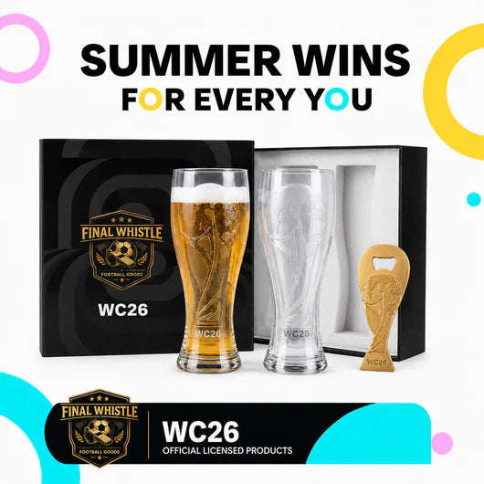 WC26 Match Day Gift Set – 2 Shatterproof Pilsner Cups & Trophy Opener