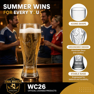 WC26 Match Day Gift Set – 2 Shatterproof Pilsner Cups & Trophy Opener