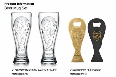 WC26 Match Day Gift Set – 2 Shatterproof Pilsner Cups & Trophy Opener